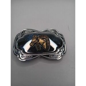 Western Horse Belt Buckle Silver Gold‎ Tone Horseshoe Rodeo Cowboy Vintage Style